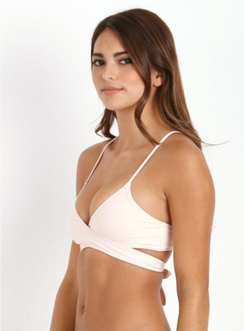 L*Space Chloe Wrap Bikini Top in Cream Ribbed Size Small NWT Adjustable